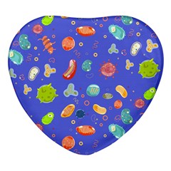 Virus-seamless-pattern Heart Glass Fridge Magnet (4 Pack) by Simbadda