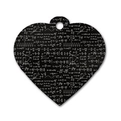 Math-equations-formulas-pattern Dog Tag Heart (one Side) by Simbadda