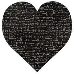 Math-equations-formulas-pattern Wooden Puzzle Heart by Simbadda