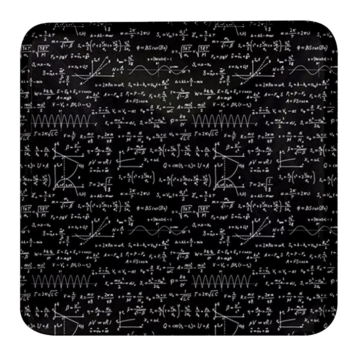 Math-equations-formulas-pattern Square Glass Fridge Magnet (4 pack)