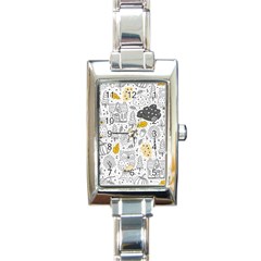 Doodle-seamless-pattern-with-autumn-elements Rectangle Italian Charm Watch by Simbadda