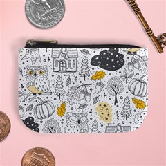 Doodle-seamless-pattern-with-autumn-elements Mini Coin Purse by Simbadda