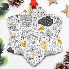 Doodle-seamless-pattern-with-autumn-elements Ornament (snowflake) by Simbadda