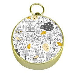 Doodle-seamless-pattern-with-autumn-elements Gold Compasses by Simbadda