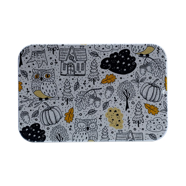 Doodle-seamless-pattern-with-autumn-elements Open Lid Metal Box (Silver)  