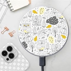 Doodle-seamless-pattern-with-autumn-elements Wireless Fast Charger(white) by Simbadda