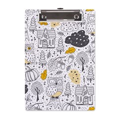 Doodle-seamless-pattern-with-autumn-elements A5 Acrylic Clipboard by Simbadda