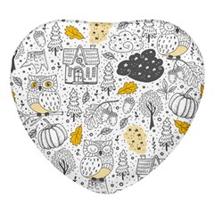 Doodle-seamless-pattern-with-autumn-elements Heart Glass Fridge Magnet (4 Pack) by Simbadda