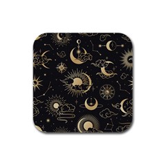 Asian-seamless-pattern-with-clouds-moon-sun-stars-vector-collection-oriental-chinese-japanese-korean Rubber Square Coaster (4 Pack) by Simbadda