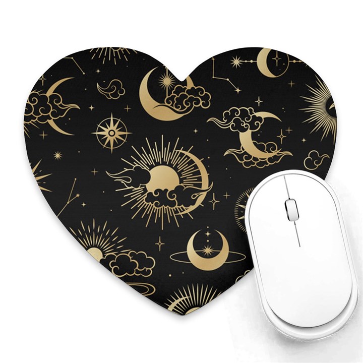 Asian-seamless-pattern-with-clouds-moon-sun-stars-vector-collection-oriental-chinese-japanese-korean Heart Mousepad