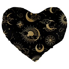 Asian-seamless-pattern-with-clouds-moon-sun-stars-vector-collection-oriental-chinese-japanese-korean Large 19  Premium Heart Shape Cushions by Simbadda