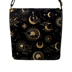 Asian-seamless-pattern-with-clouds-moon-sun-stars-vector-collection-oriental-chinese-japanese-korean Flap Closure Messenger Bag (l) by Simbadda