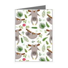 Seamless-pattern-with-cute-sloths Mini Greeting Card by Simbadda