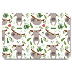 Seamless-pattern-with-cute-sloths Large Doormat by Simbadda