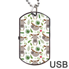 Seamless-pattern-with-cute-sloths Dog Tag Usb Flash (two Sides) by Simbadda