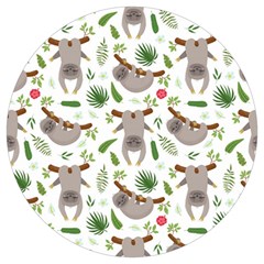 Seamless-pattern-with-cute-sloths Round Trivet by Simbadda