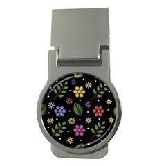 Embroidery-seamless-pattern-with-flowers Money Clips (round)  by Simbadda