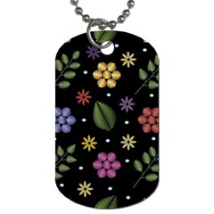 Embroidery-seamless-pattern-with-flowers Dog Tag (one Side) by Simbadda