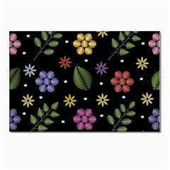 Embroidery-seamless-pattern-with-flowers Postcard 4 x 6  (pkg Of 10) by Simbadda