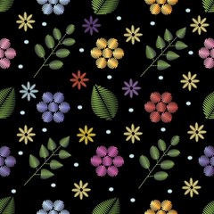 Embroidery-seamless-pattern-with-flowers Play Mat (square) by Simbadda