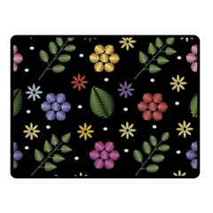 Embroidery-seamless-pattern-with-flowers Two Sides Fleece Blanket (small) by Simbadda