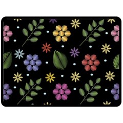 Embroidery-seamless-pattern-with-flowers Two Sides Fleece Blanket (large)