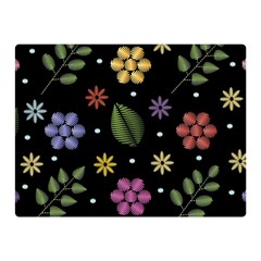 Embroidery-seamless-pattern-with-flowers Two Sides Premium Plush Fleece Blanket (mini) by Simbadda