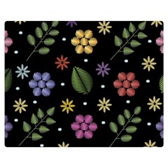 Embroidery-seamless-pattern-with-flowers Two Sides Premium Plush Fleece Blanket (medium) by Simbadda