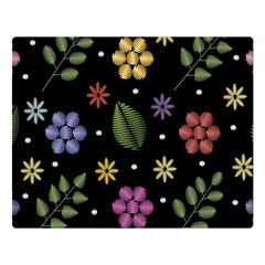 Embroidery-seamless-pattern-with-flowers Two Sides Premium Plush Fleece Blanket (large) by Simbadda