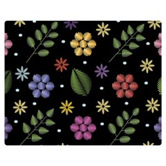 Embroidery-seamless-pattern-with-flowers Premium Plush Fleece Blanket (medium) by Simbadda