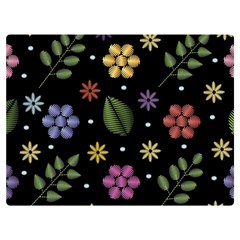 Embroidery-seamless-pattern-with-flowers Two Sides Premium Plush Fleece Blanket (extra Small) by Simbadda