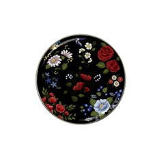 Floral-folk-fashion-ornamental-embroidery-pattern Hat Clip Ball Marker (4 Pack) by Simbadda