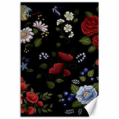 Floral-folk-fashion-ornamental-embroidery-pattern Canvas 12  X 18  by Simbadda