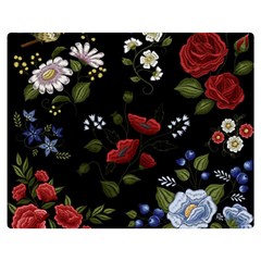 Floral-folk-fashion-ornamental-embroidery-pattern Two Sides Premium Plush Fleece Blanket (medium) by Simbadda