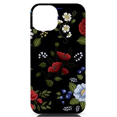 Floral-folk-fashion-ornamental-embroidery-pattern Iphone 14 Black Uv Print Case by Simbadda