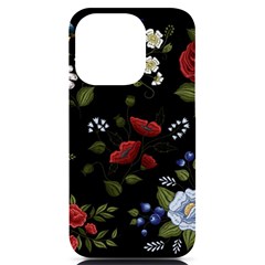 Floral-folk-fashion-ornamental-embroidery-pattern Iphone 14 Pro Black Uv Print Case by Simbadda