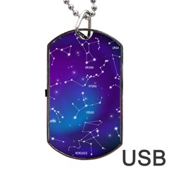 Realistic-night-sky-poster-with-constellations Dog Tag Usb Flash (one Side) by Simbadda