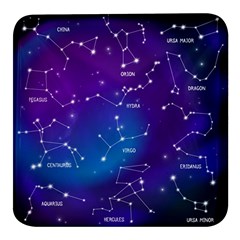 Realistic-night-sky-poster-with-constellations Square Glass Fridge Magnet (4 Pack) by Simbadda