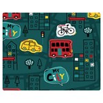 Seamless-pattern-hand-drawn-with-vehicles-buildings-road Two Sides Premium Plush Fleece Blanket (Medium) 60 x50  Blanket Front