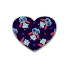 Owl-pattern-background Rubber Heart Coaster (4 Pack) by Simbadda