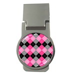 Seamless-argyle-pattern Money Clips (Round)  Front