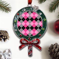 Seamless-argyle-pattern Metal X mas Lollipop With Crystal Ornament by Simbadda