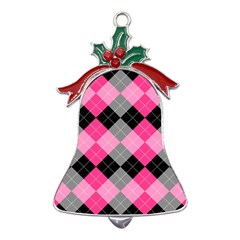 Seamless-argyle-pattern Metal Holly Leaf Bell Ornament by Simbadda