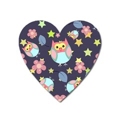 Owl-stars-pattern-background Heart Magnet by Simbadda