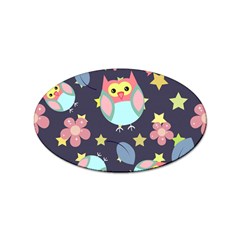 Owl-stars-pattern-background Sticker Oval (10 Pack) by Simbadda