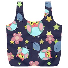 Owl-stars-pattern-background Full Print Recycle Bag (xxl) by Simbadda