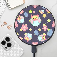 Owl-stars-pattern-background Wireless Fast Charger(black) by Simbadda