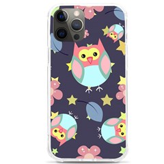 Owl-stars-pattern-background Iphone 12 Pro Max Tpu Uv Print Case by Simbadda