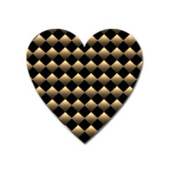 Golden-chess-board-background Heart Magnet by Simbadda