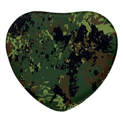 Military-background-grunge---- Heart Glass Fridge Magnet (4 Pack) by Simbadda